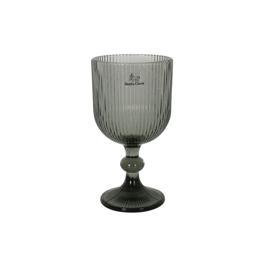Sonella Grey green Wine glasses 360ml embossed striped vintage glassware