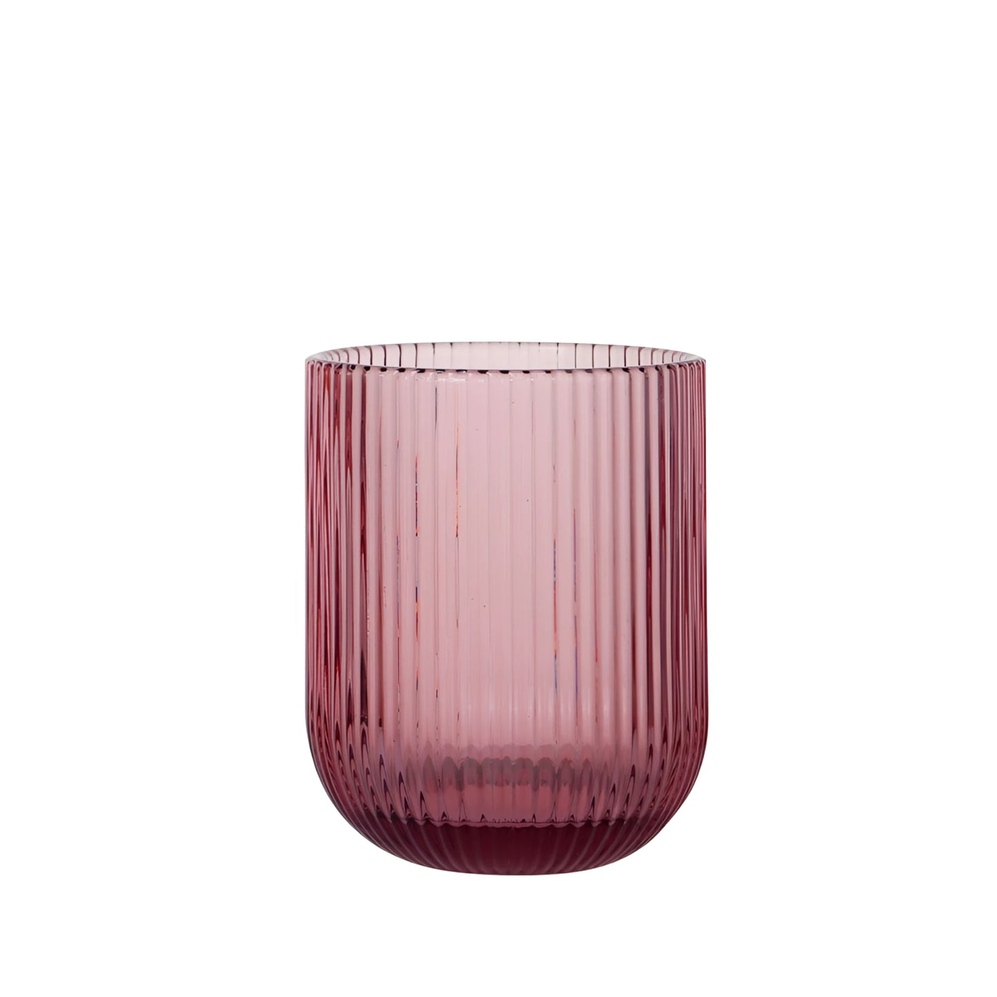 Sonella Purple 270ml ribbed rose-pink glass tumbler