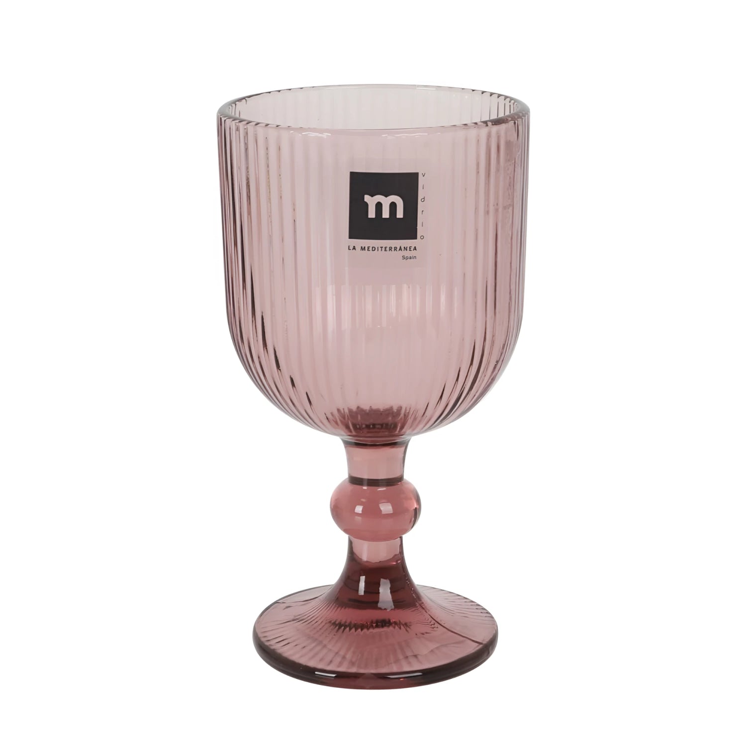 Translucent pink Sonella Purple ribbed goblet with m logo, 360ml