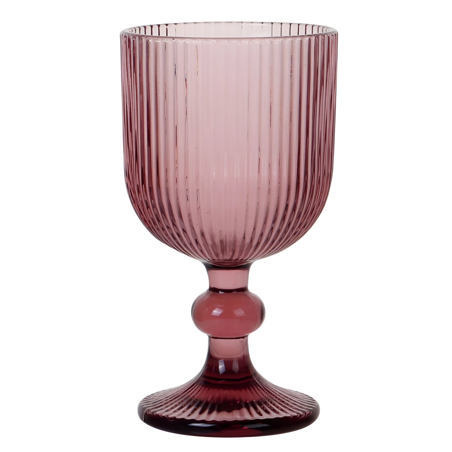 Translucent mauve Sonella 360ml purple wine goblet with ribbed stem