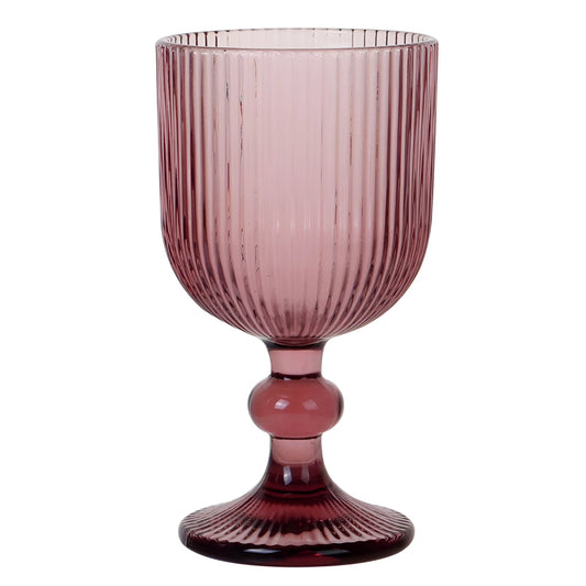 Translucent mauve Sonella 360ml purple wine goblet with ribbed stem