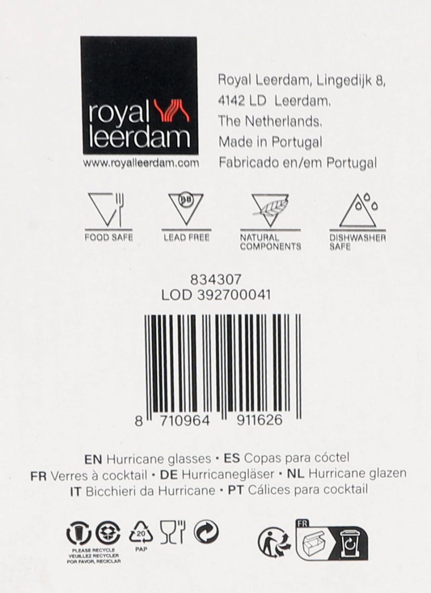 Packaging for Royal Leerdam Hurricane glasses in Specials Cocktails 440ml set