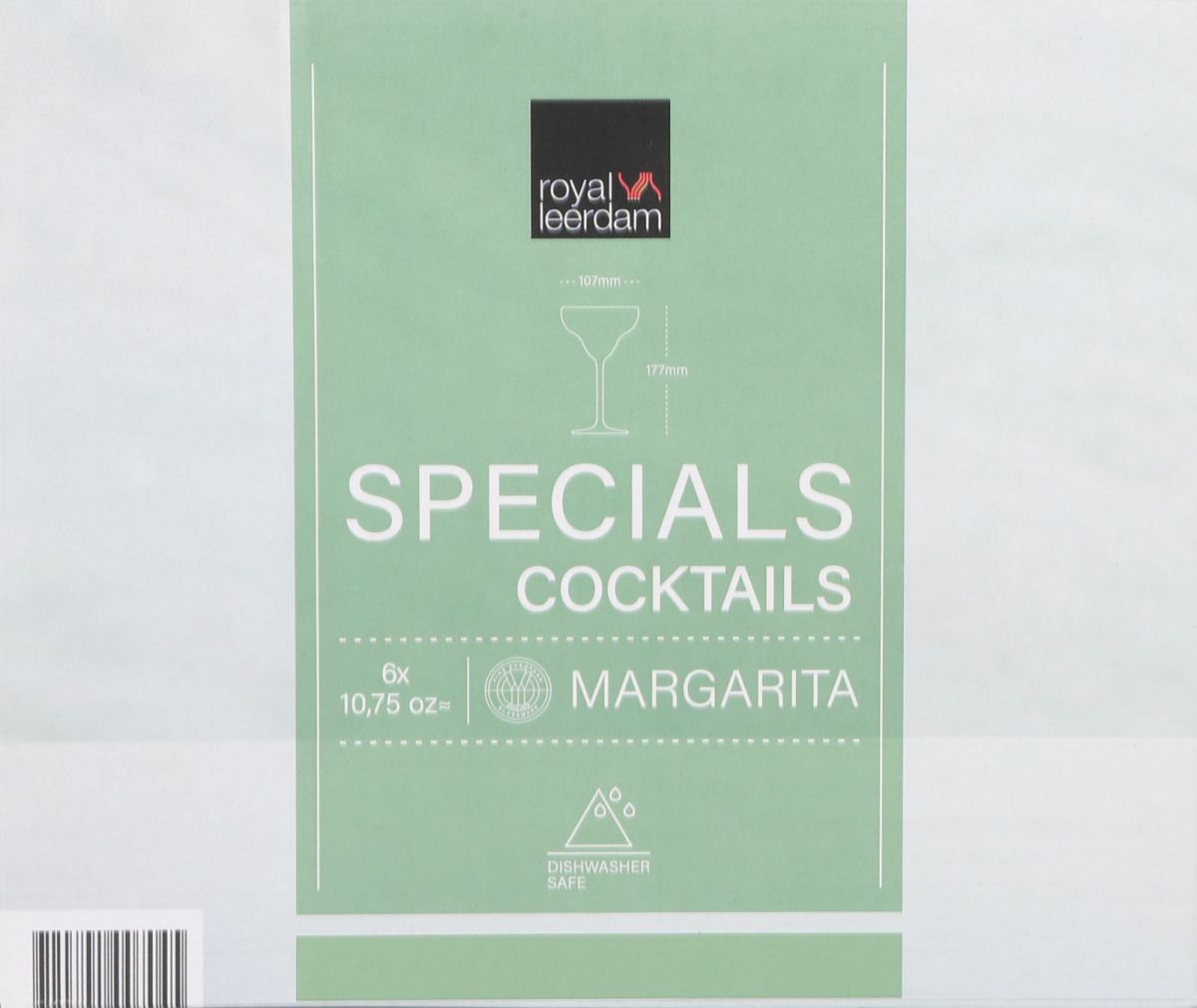 Box of six Royal Leerdam Margarita cocktail glasses 10.75oz 320ml 32cl