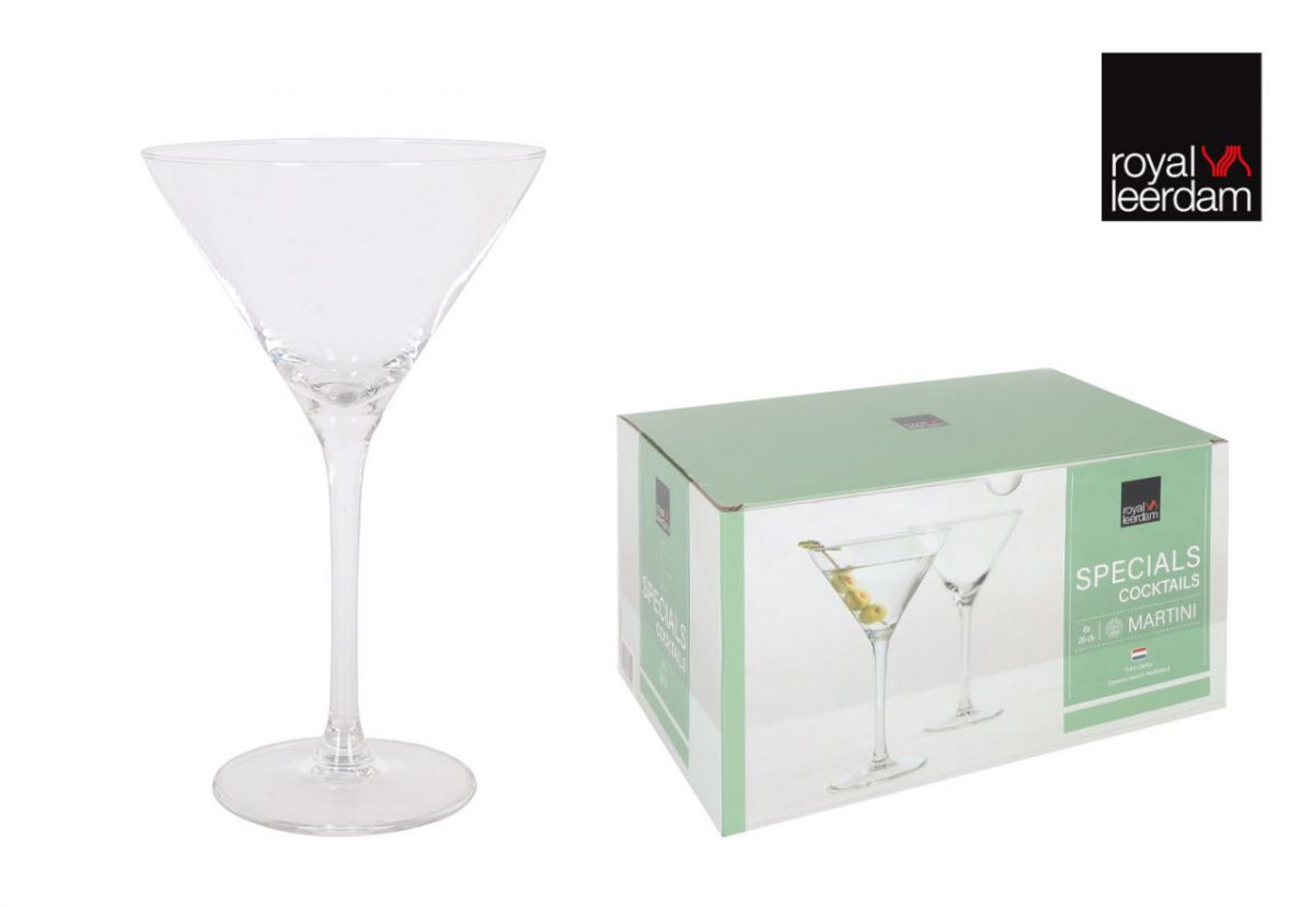 Set of clear Royal Leerdam martini glasses in retail box for Specials Cocktails 260ml