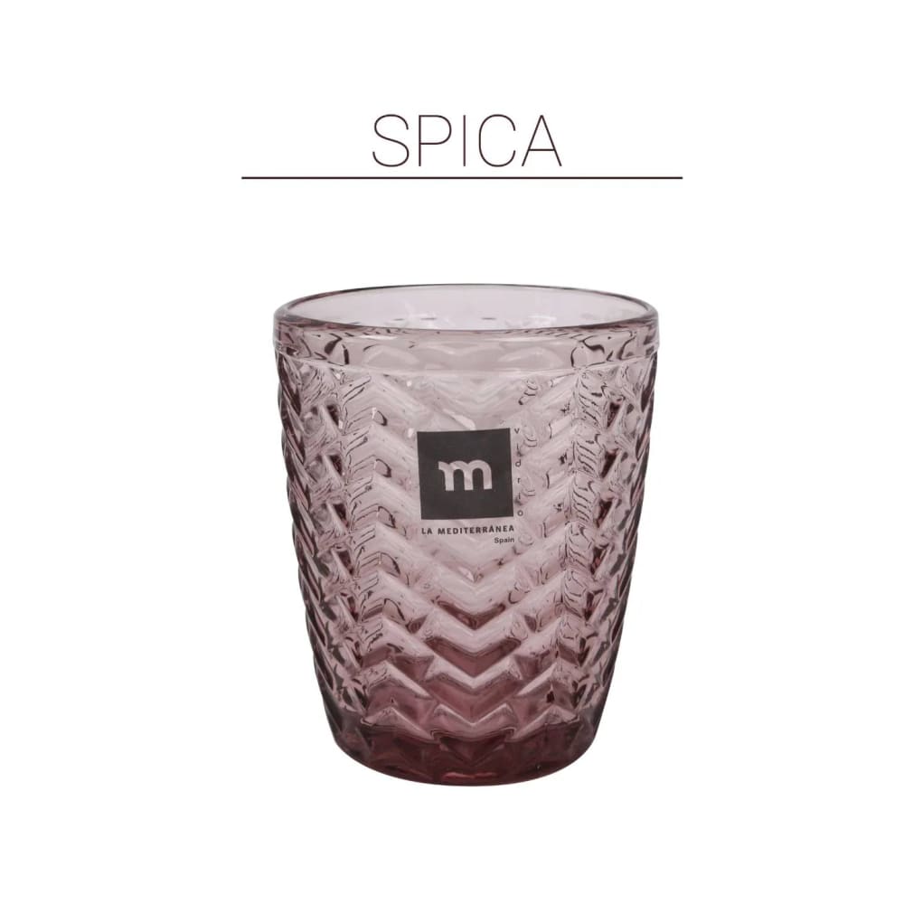 SPICA Plum pink drinking glasses tumblers 290ml embossed glassware vintage style