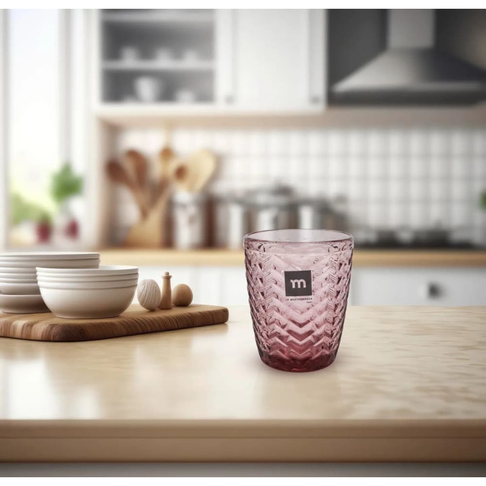 SPICA Plum pink drinking glasses tumblers 290ml embossed glassware vintage style