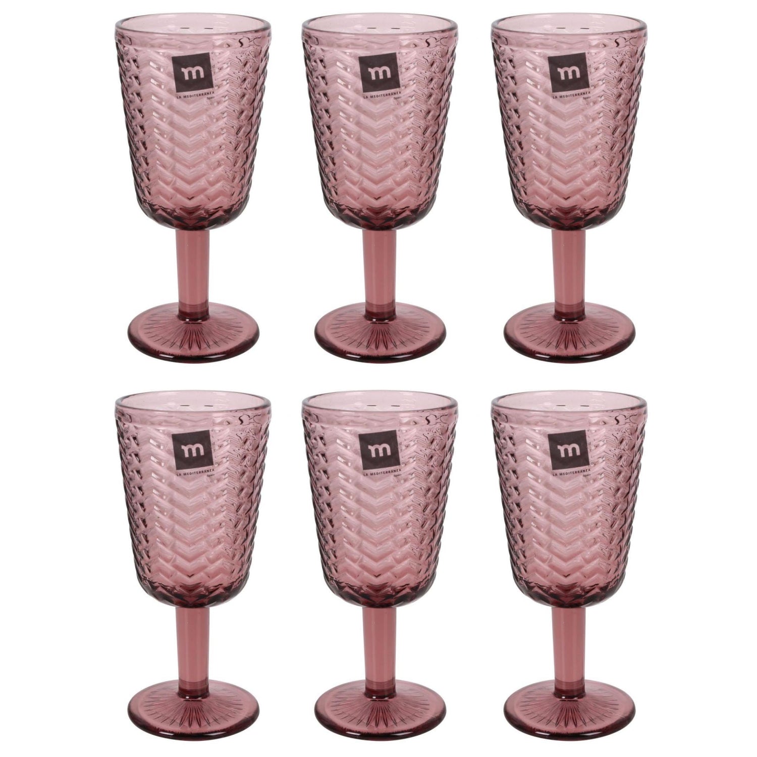 Spica wine glass Plum 320ml embossed glassware vintage style