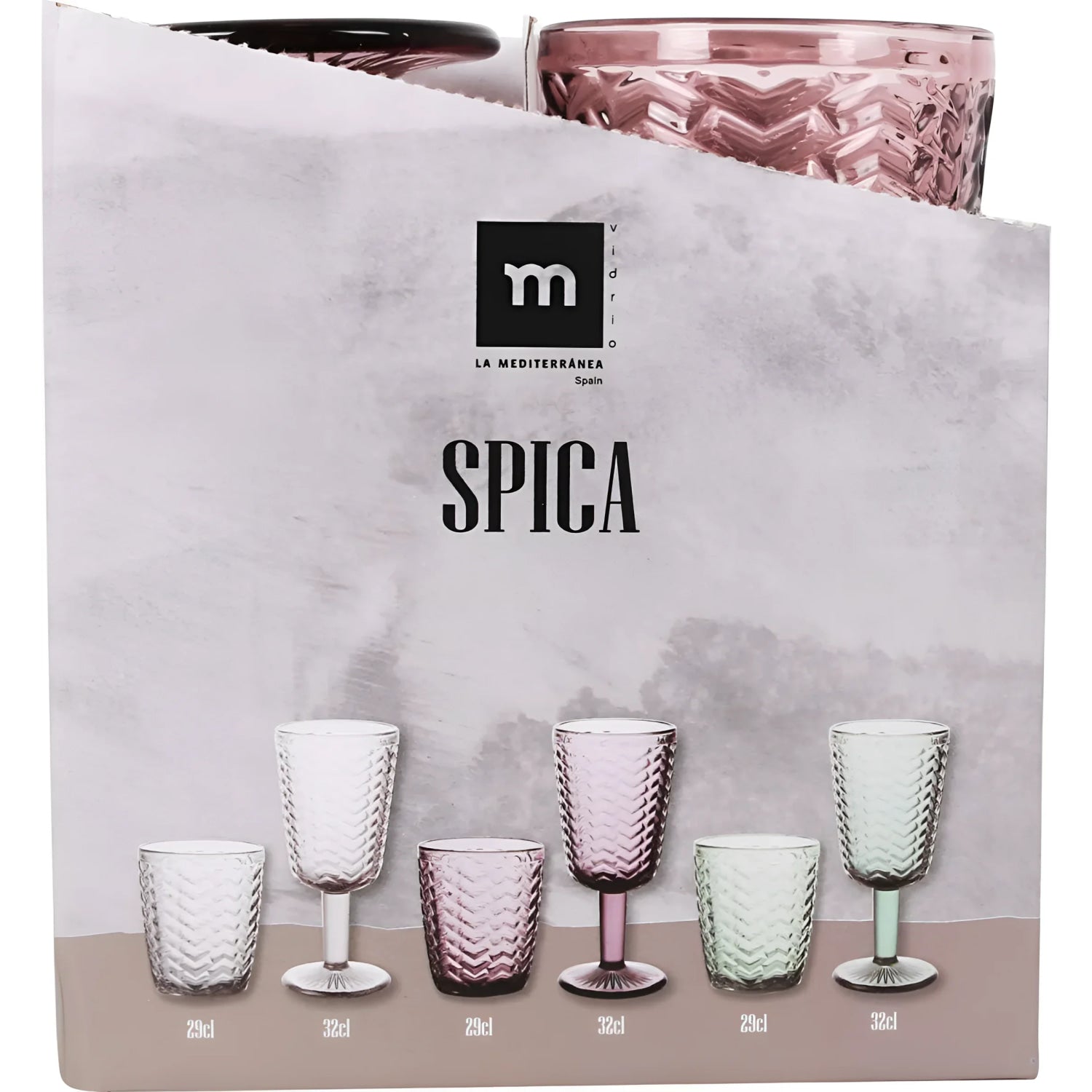 Spica wine glass Plum 320ml embossed glassware vintage style