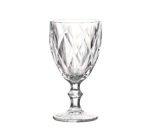 Syros clear vintage red wine glass with diamond-cut pattern 350ml