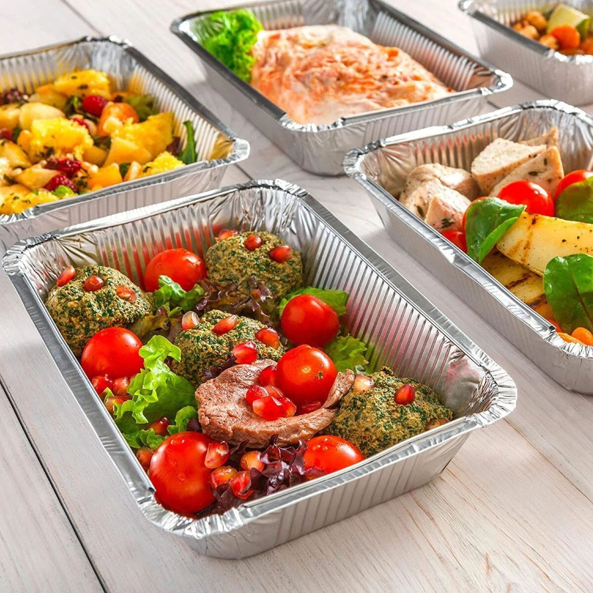 Aluminum food containers for take away 890ml pack of 2 units portrayal