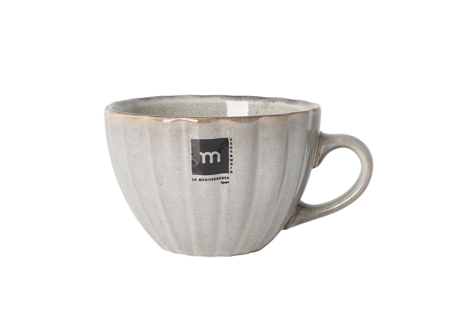 Silver textured Talaier 500ml stoneware mug with m logo