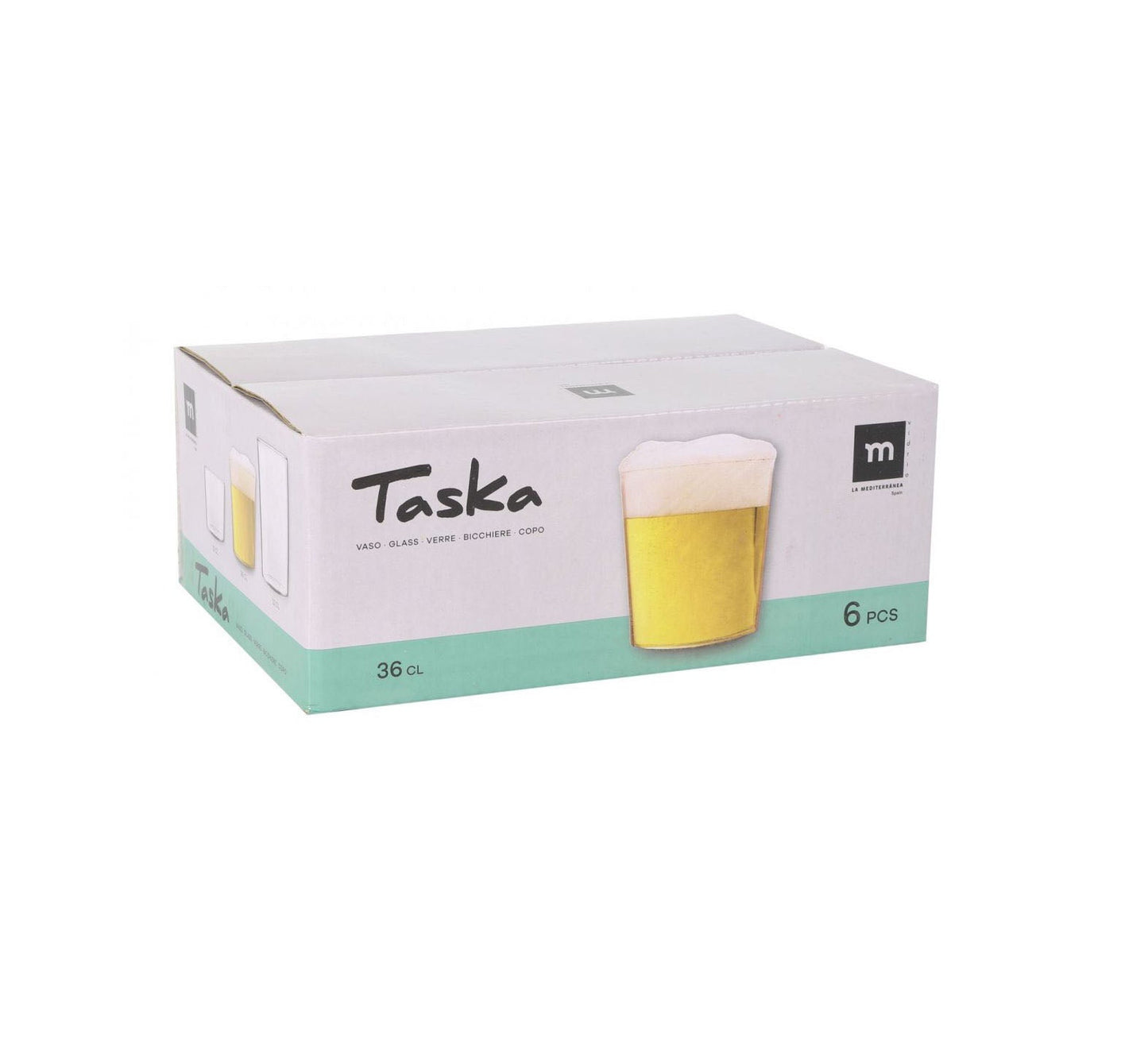 Box of six Taska Half Pint Beer Glass Tumblers 360ml for beer and cocktails