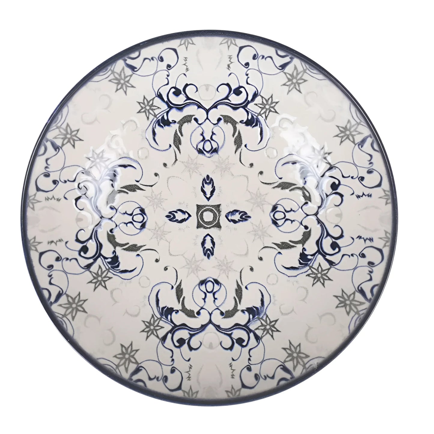 Tesa 12pcs Dinner set Dinner service dinner plates + side + bowls relief Stoneware Relief decoration Blue Geometric