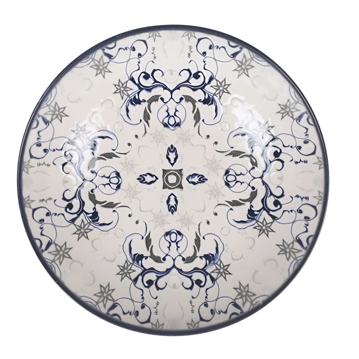 Tesa 12pcs Dinner set Dinner service dinner plates + side + bowls relief Stoneware Relief decoration Blue Geometric