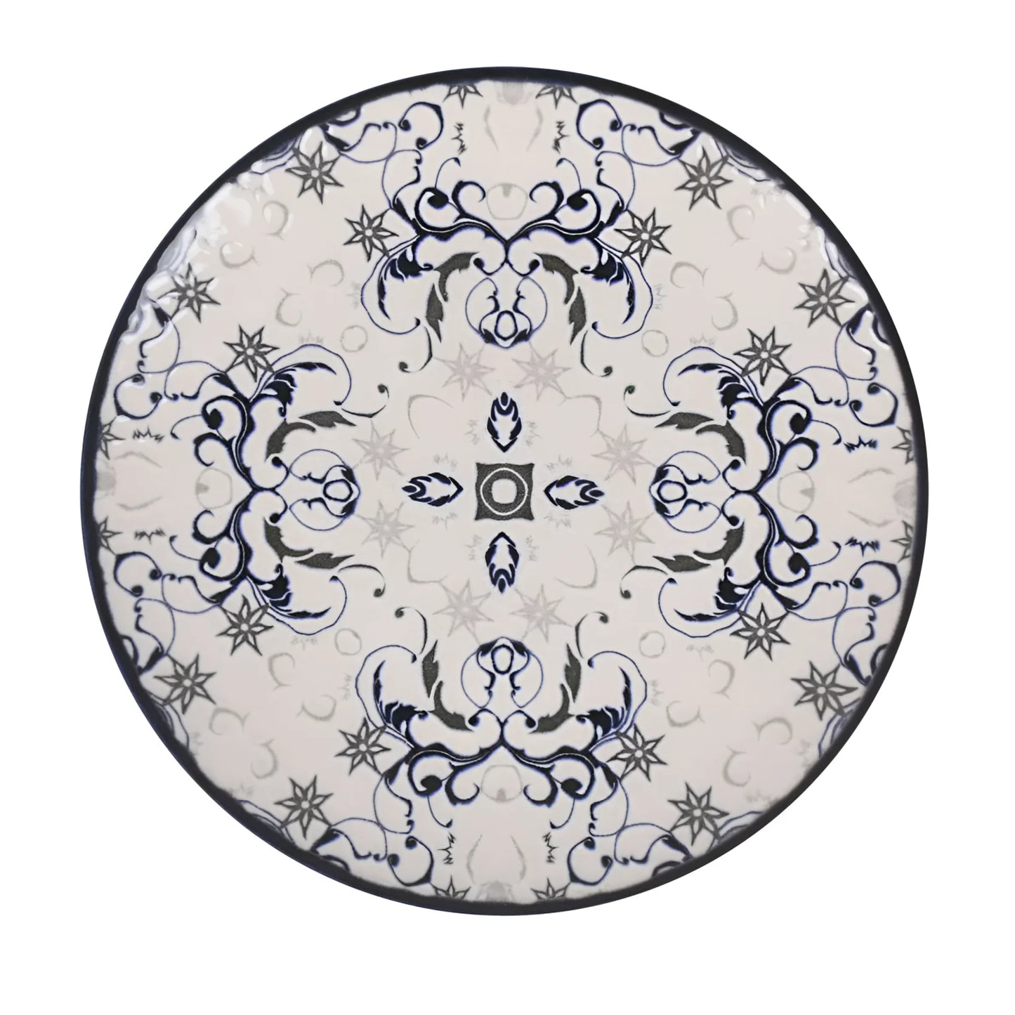 Tesa 12pcs Dinner set Dinner service dinner plates + side + bowls relief Stoneware Relief decoration Blue Geometric