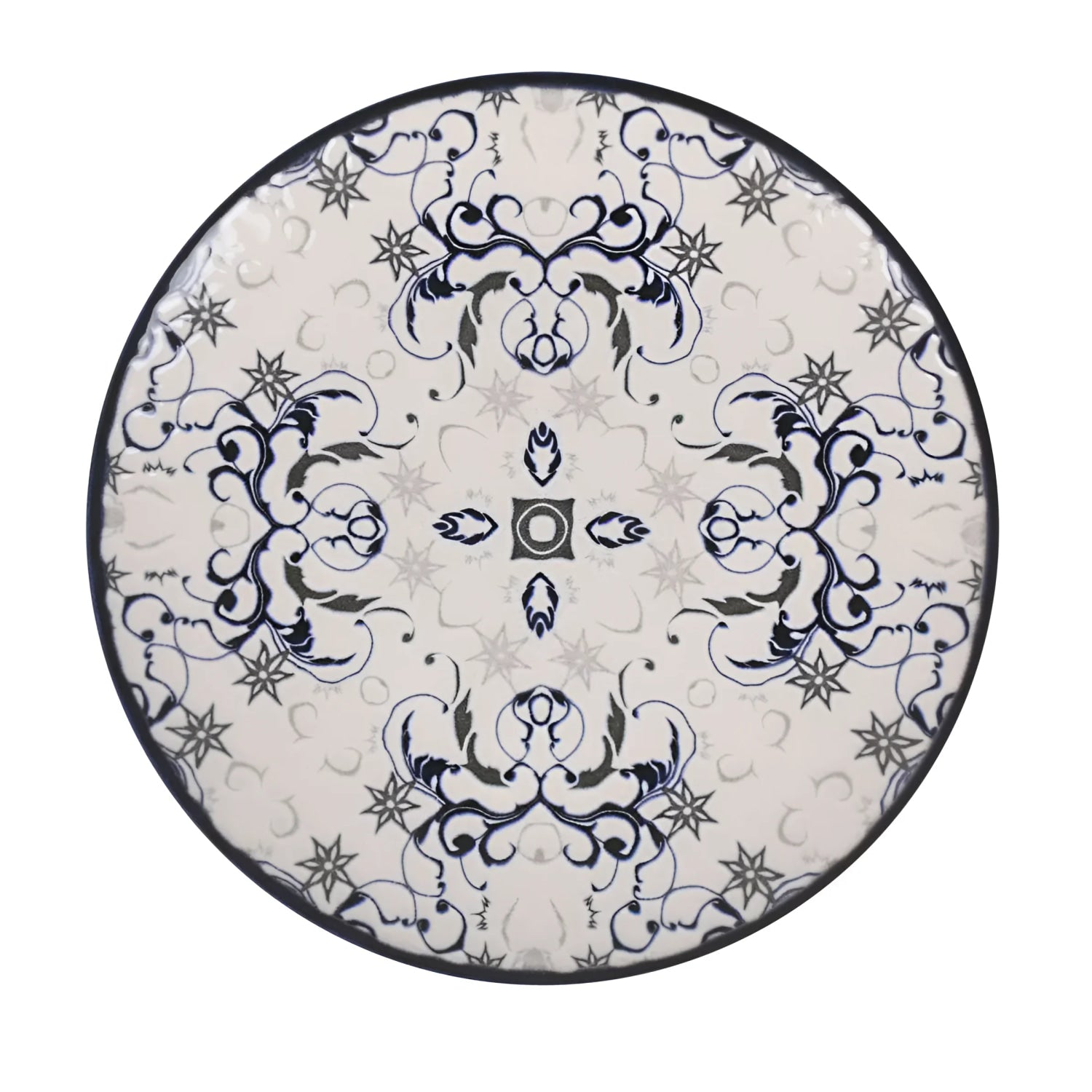 Tesa 12pcs Dinner set Dinner service dinner plates + side + bowls relief Stoneware Relief decoration Blue Geometric