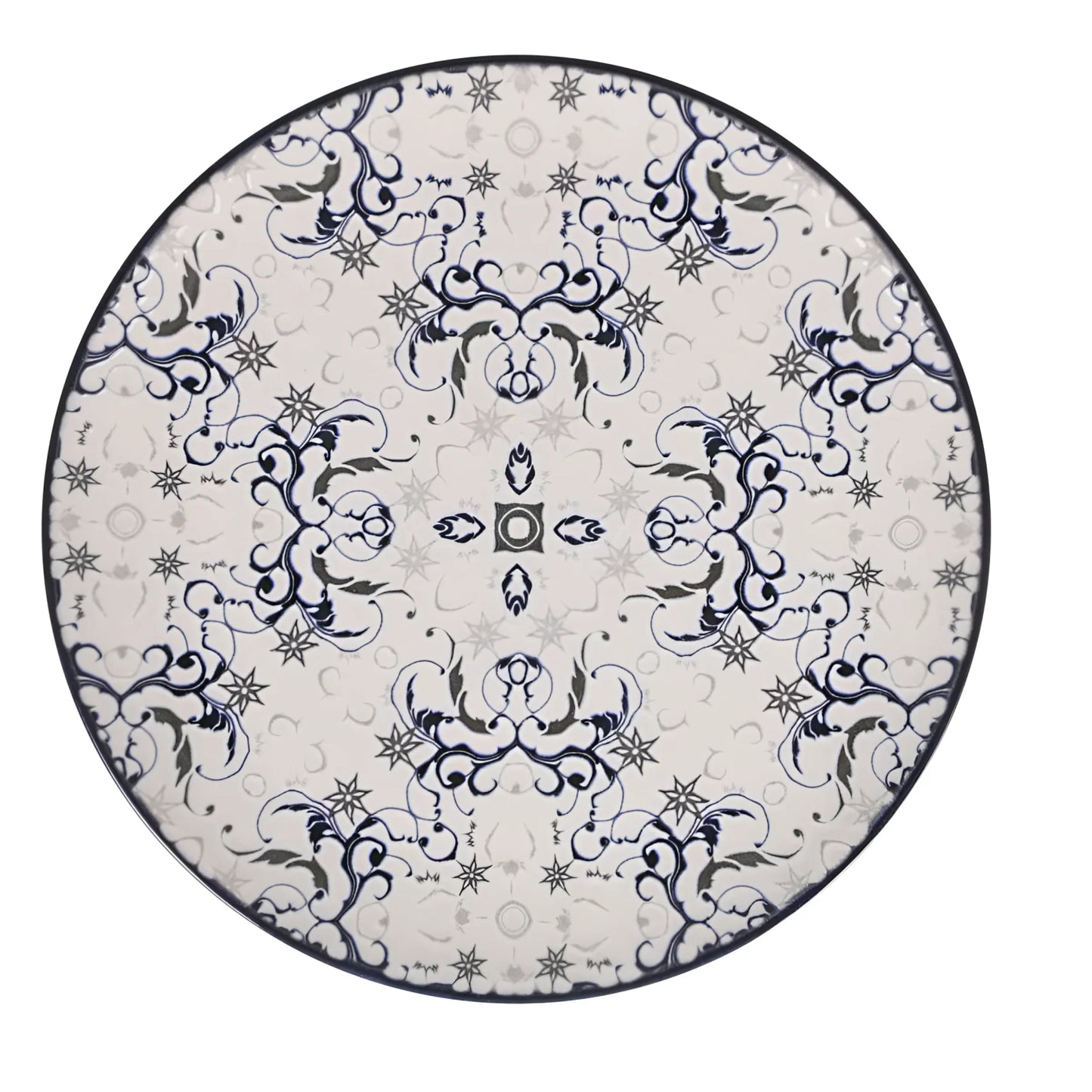 Tesa 12pcs Dinner set Dinner service dinner plates + side + bowls relief Stoneware Relief decoration Blue Geometric