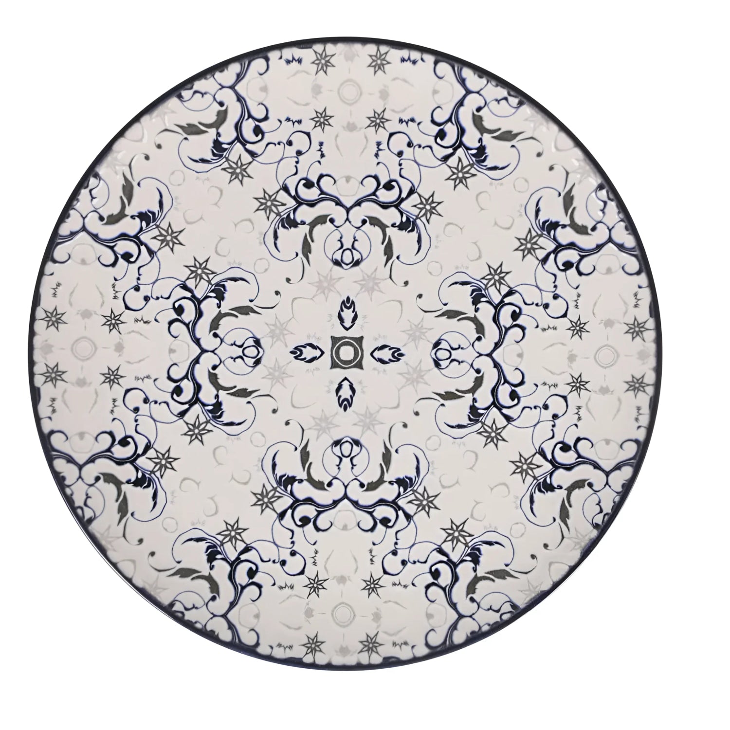 Tesa 12pcs Dinner set Dinner service dinner plates + side + bowls relief Stoneware Relief decoration Blue Geometric