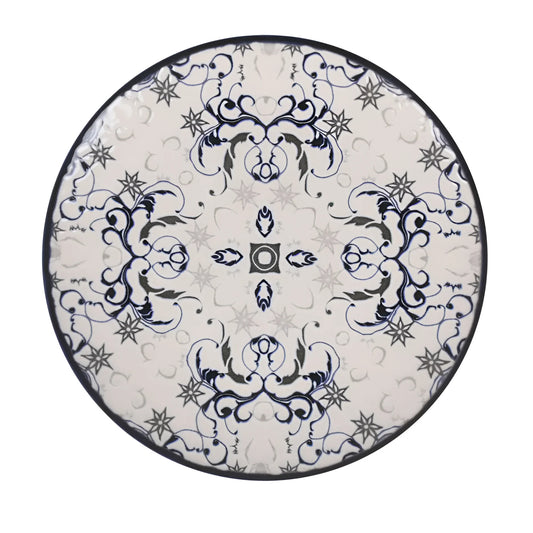 Tesa 20cm dessert side plates Stoneware Relief decoration Blue Geometric design