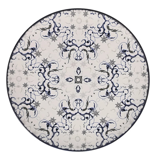 Tesa 26cm Dinner plates Main course Stoneware Relief decoration Blue Geometric design