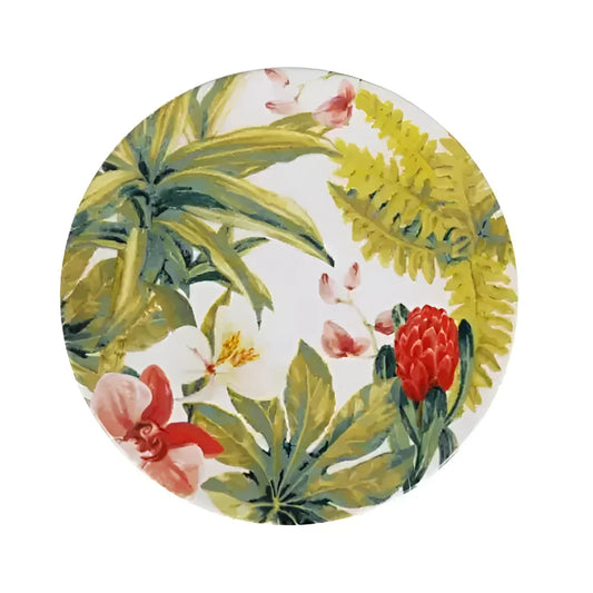Round floral-patterned Tropical Dessert Plate 20cm Stoneware for elegant dining