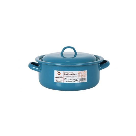 Turquoise Casserole Enameled Steel 20cm La Estrella
