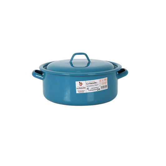 Turquoise Casserole Enameled Steel 24cm La Estrella