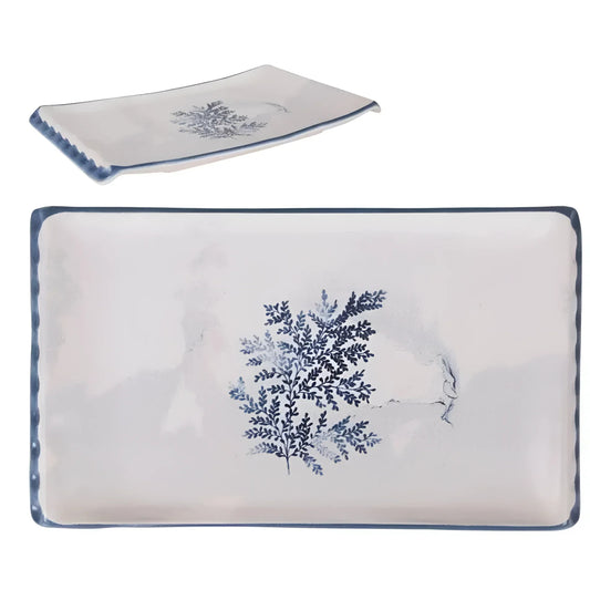 Vilarino Rectangular Dinner plates Blue 30x17.3cm Stoneware