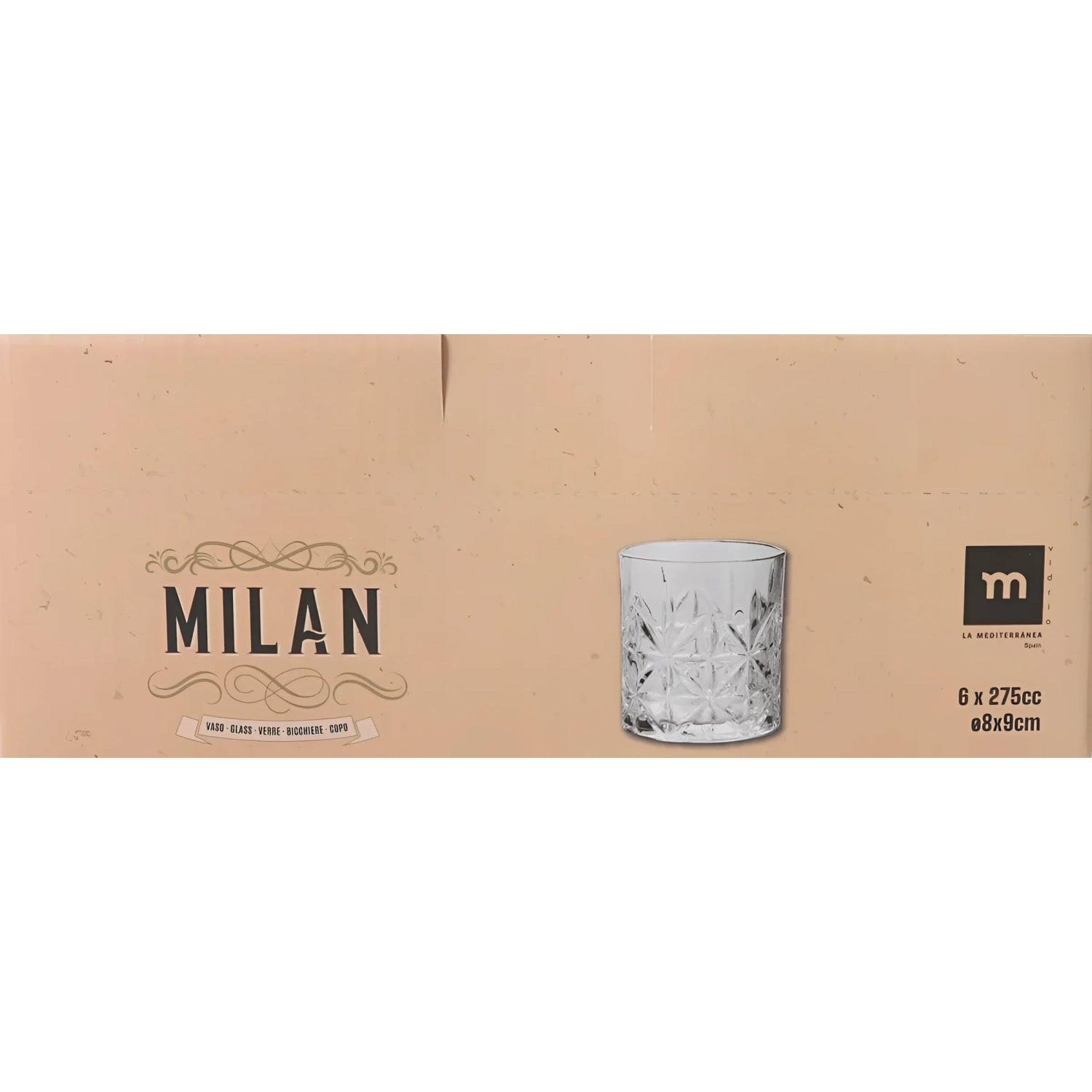 Whisky glass 260ml Milan tumbler vintage glassware