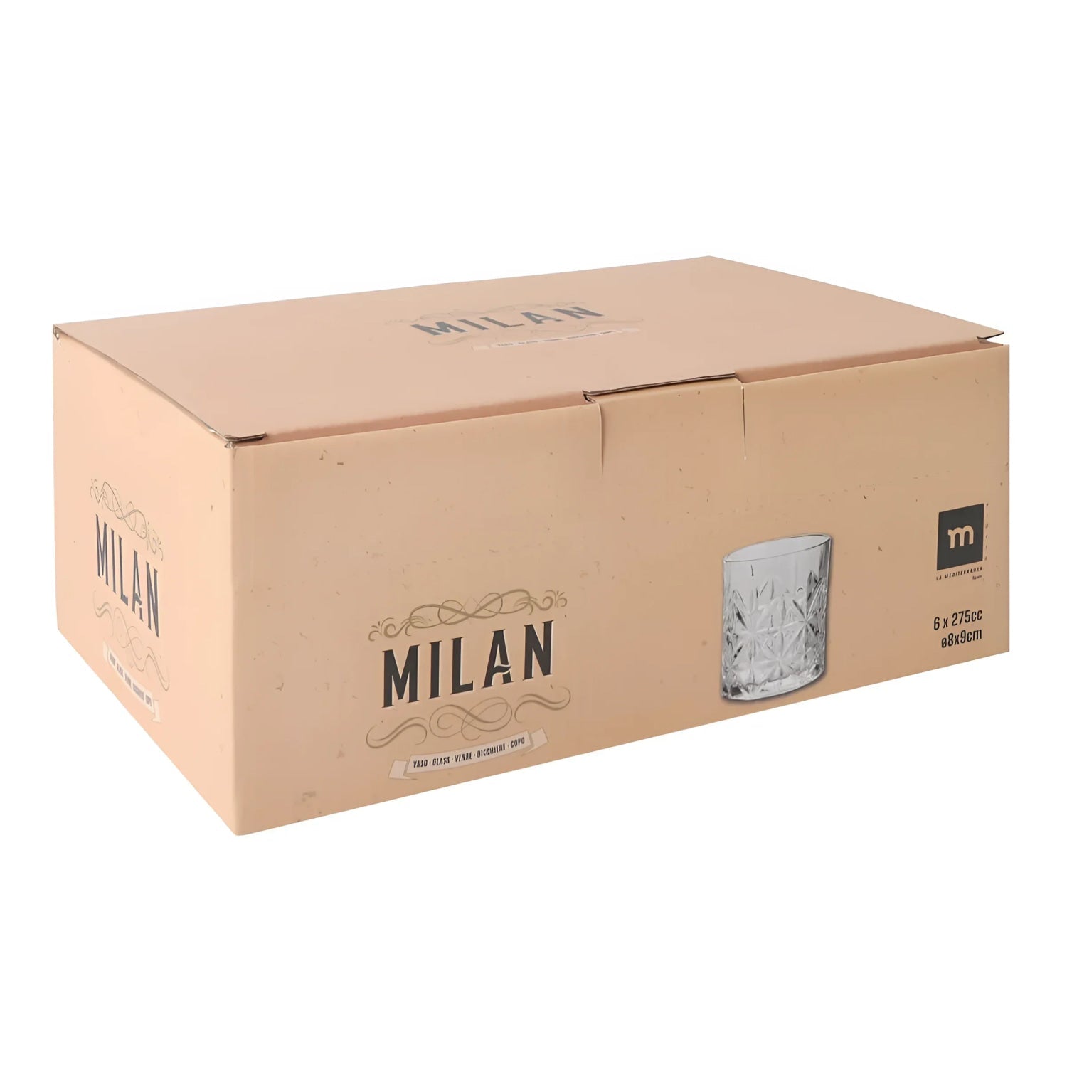 Whisky glass 260ml Milan tumbler vintage glassware