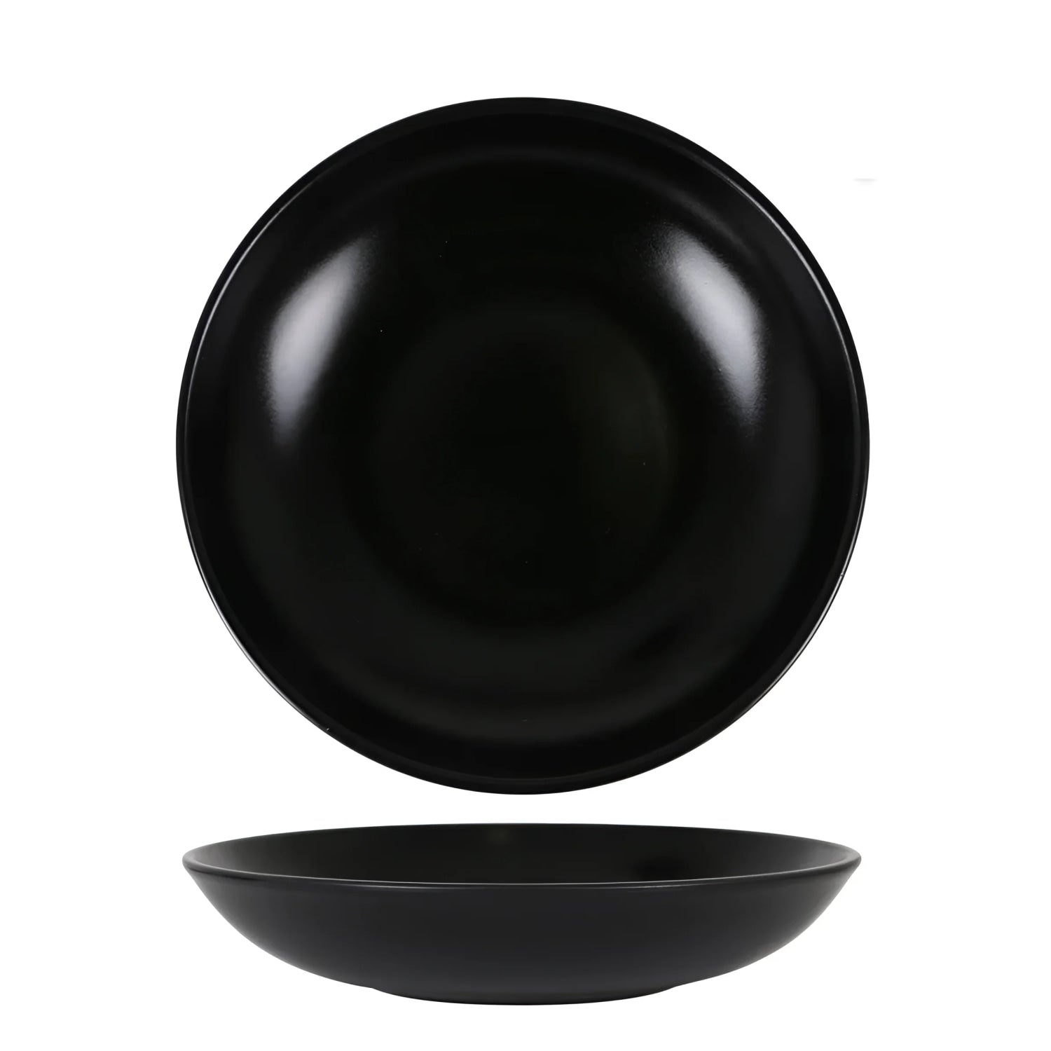 Zenci Gourmet Black stoneware pasta soup salad bowl 23x4cm BONNA