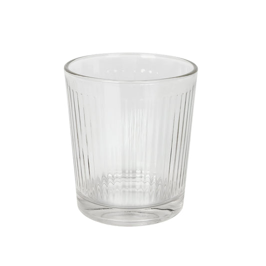 Zenya clear striped tumbler glass 340ml with ribbed texture