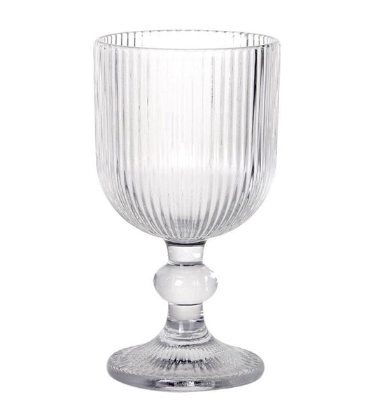 Zenya Clear Striped Wine Glasses 360ml with fluted glass and decorative stem detail