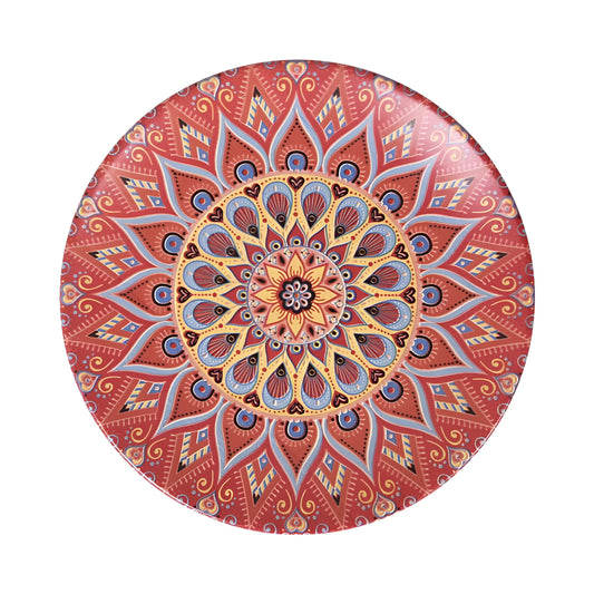 Circular mandala design on Zeus 20cm Stoneware Dessert Plate for elegant table setting